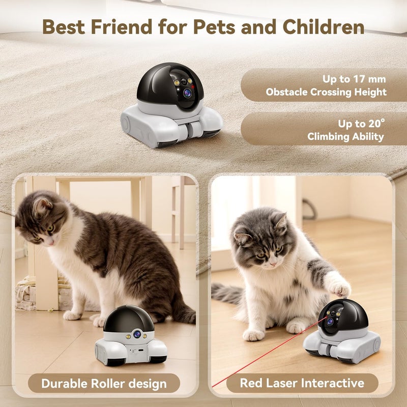 AEZ Robot Camera on Wheels 1080P Dual Lens,Indoor Movable Security Camera with 2-Way Talk,Blinky Bot with Night Vision,Distance Bot App Control for Cats/Dogs/Baby/Elderly (SD/Cloud Storage) - Image 4